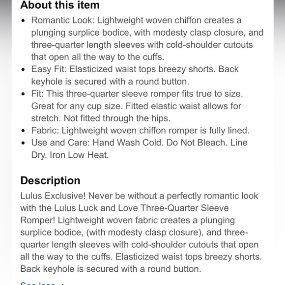 Lulu’s NWT Maroon Short Romper with 3/4 Keyhole Sleeves size M - Picture 9 of 14